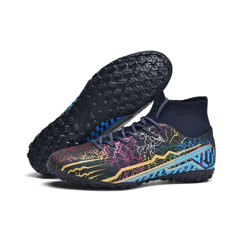 QIUTEXIONG Soccer Shoes Unisex High Top White/Black/Aqua/Mismatched-11