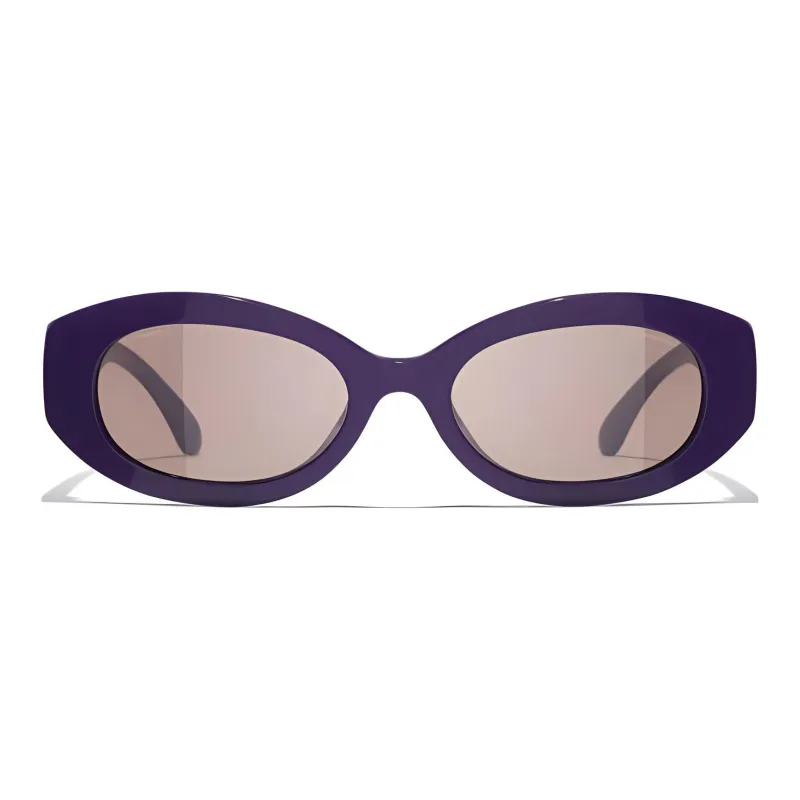 CHANEL Nylon Acetate Oval Sunglasses Unisex Purple-1