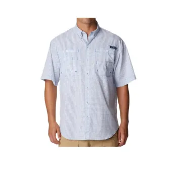 Columbia PFG Super Tamiami Shirt Men's Bright Blue Plaid