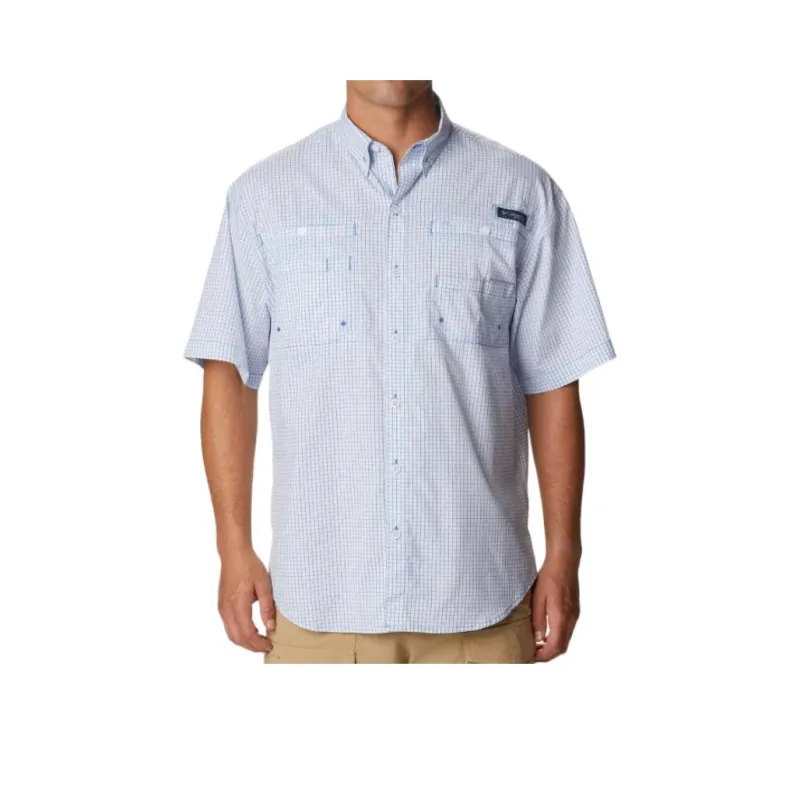 Columbia PFG Super Tamiami Shirt Men's Bright Blue Plaid-0