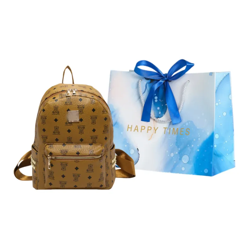 ROUNDOT PU Backpack Regular Women's Ecru/Black/Yellow-13
