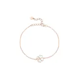 [White]925 Sterling Silver Diamond Four-Leaf Clover Bracelet