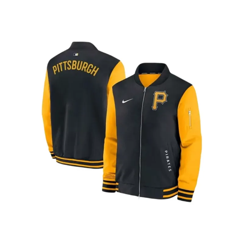 Nike Pittsburgh Pirates Authentic Collection Dugout Men's Nike Mlb Full Zip Bomber Jacket-2
