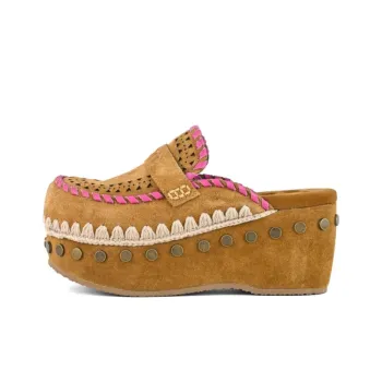 MOU Metal Abrasion Resistant Closed Toe Slippers Women's Brown