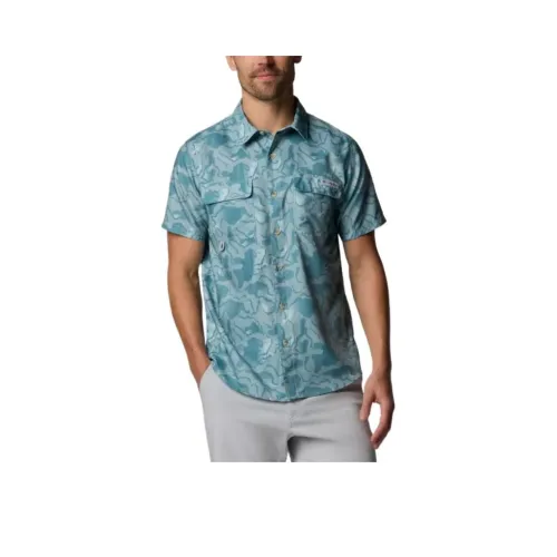 Columbia PFG Uncharted Shirt Men's Shattered Blue Marsh