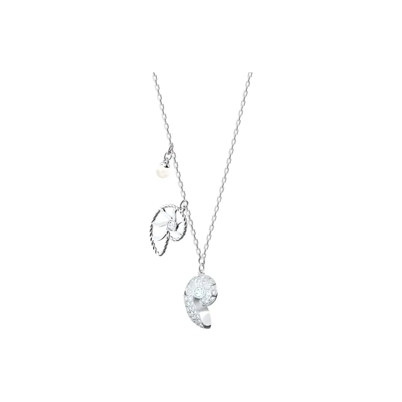 Swarovski Shell Faux Pearl Necklaces Women's White Gold Plated-1