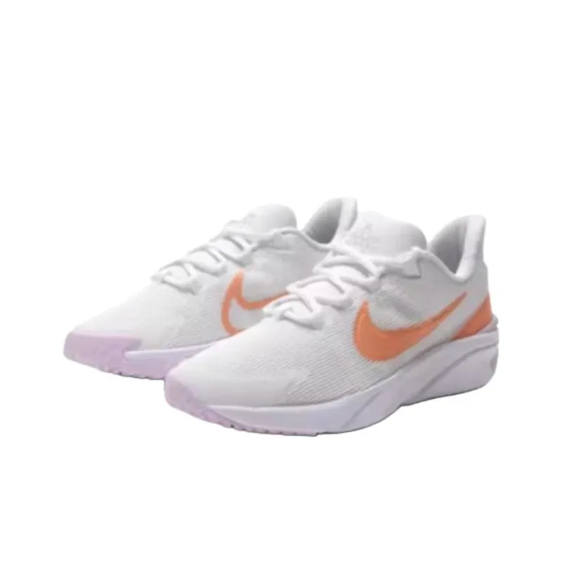 Nike Star Runner 4 Anti Slip Wear Resistant Low Top Running Shoes Women's White Orange-2