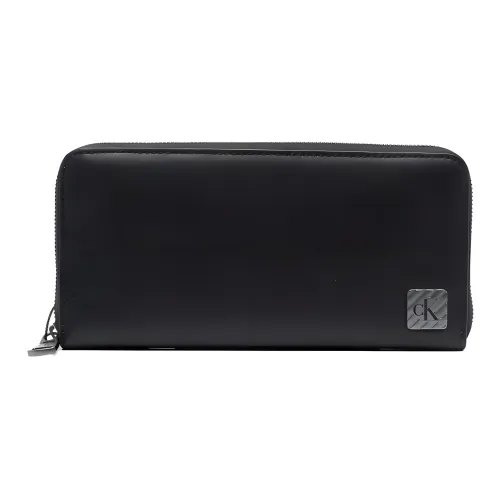 CALVIN KLEIN Calfskin Coin Purses Wallets Small Size Men's Black