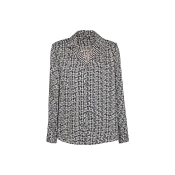 BALMAIN Monogram-print Button-up Shirt