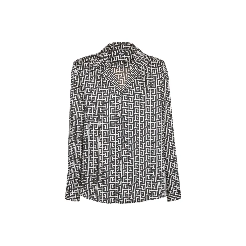 BALMAIN Monogram-print Button-up Shirt-0