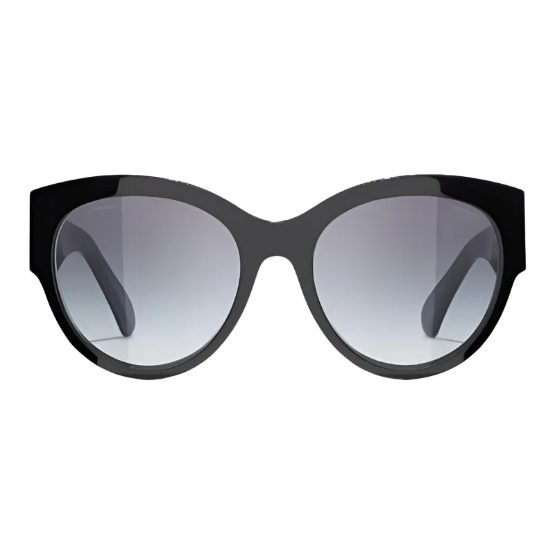 CHANEL Oval Sunglasses Women's Black-1