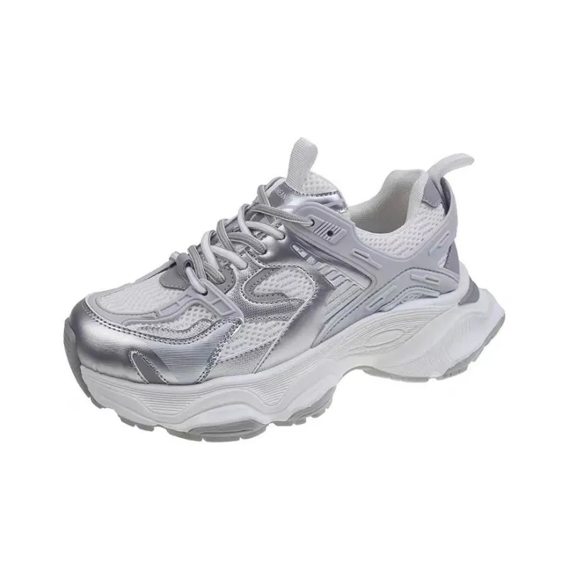 Boldi Kuki Chunky Sneakers Women's Low Top Silver-3