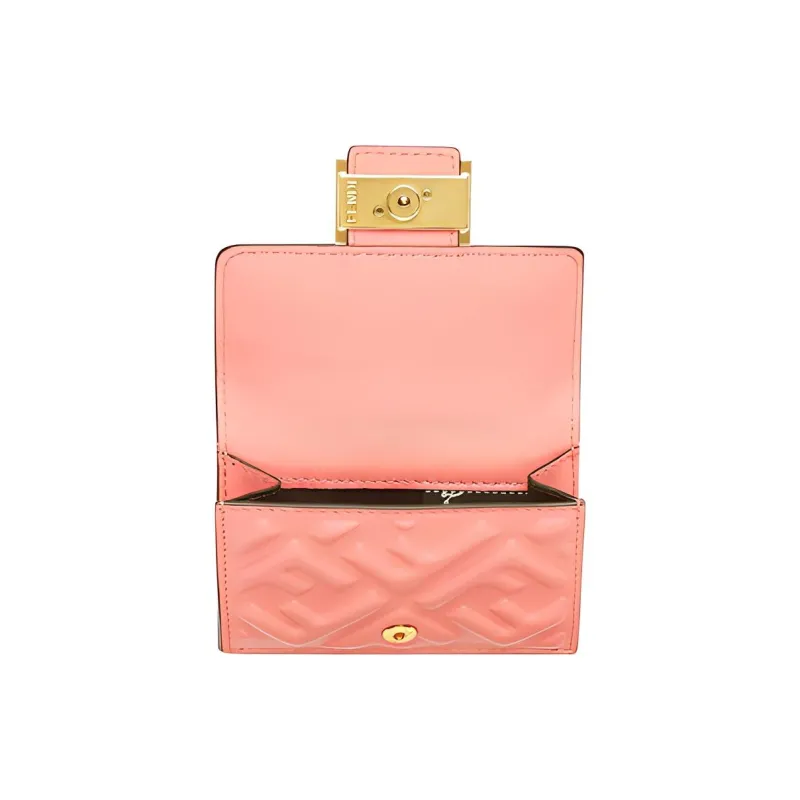 FENDI Baguette Lambskin Wallet Women's Pink-3