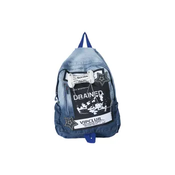 Yalu Fabric Backpack Regular Unisex Denim Blue/Denim Black