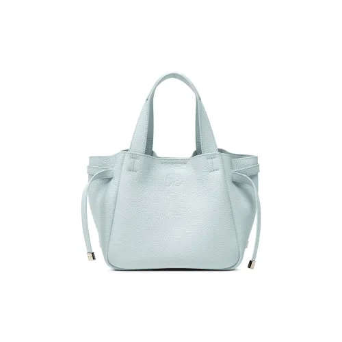 JONBAG Cow Leather Basket Bag, Shoulder Crossbody Handbag Women's Heather Blue/White