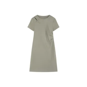 Mo Han Yi Mei Short Sleeved Dress Women's Pea Green