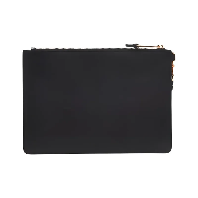 MOSCHINO Smooth Cow Leather Clutch Unisex Black-1