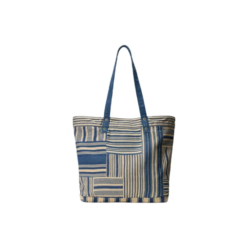 Ralph Lauren Fabric Tote Bag, Shopping Bag, Handbag, Shoulder Bag Men's Indigo With Cream-2