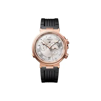 BREGUET Automatic Mechanical Movement Men's Watches Watch 40mm Silver Dial 18K Rose Gold Watch Case Rubber Strap