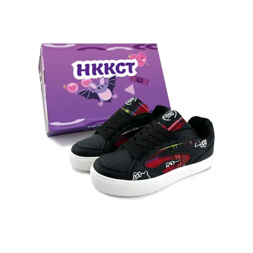 HKKCT Abrasion Resistant, Lightweight, And Breathable Low Top Skateboard Shoes Unisex Black Red