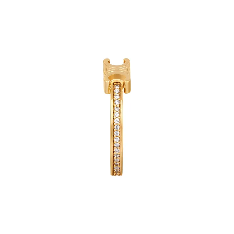 CELINE Triomphe Sparkle Ring In Strass And Brass With Gold Finish-2