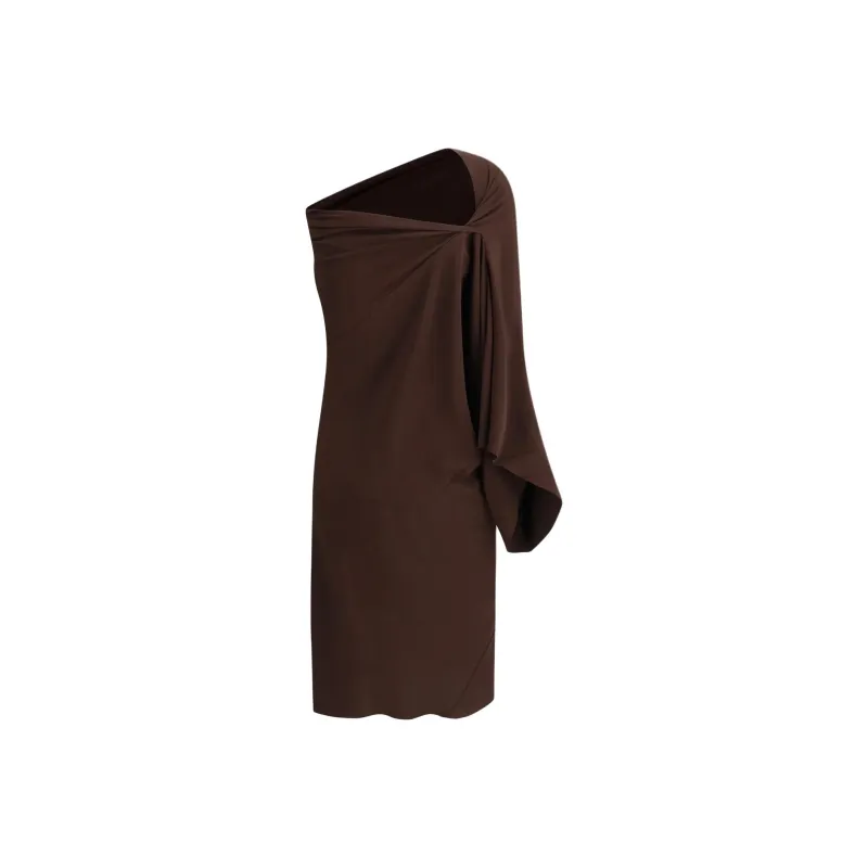 RICK OWENS Single Sleeved Draped Mini Dress-1