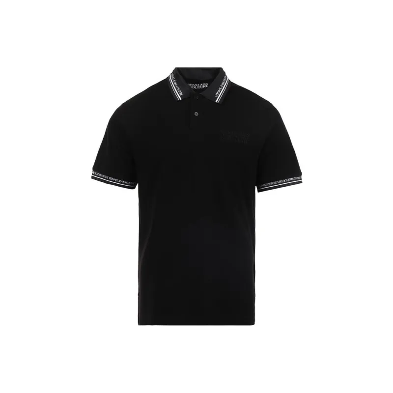 VERSACE JEANS COUTURE Logo Embroidered Short Sleeved Polo Shirt-0