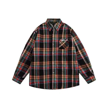 MAURRGOOU Shirt Unisex 1Black Red Color Blocking
