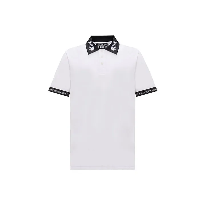 VERSACE JEANS COUTURE Barocco Trim Short Sleeved Polo Shirt-0