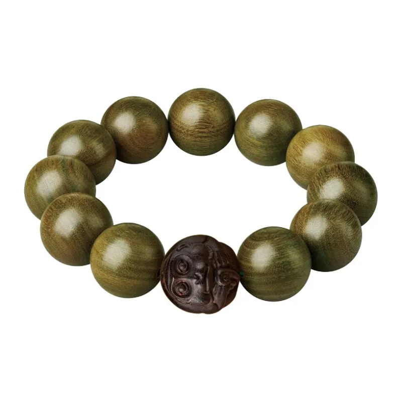 Yi Mingju Green Sandalwood Bracelets Men's-12