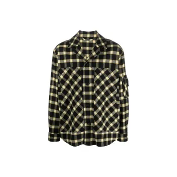 VERSACE Long Sleeved Button Down Checked Shirt Jacket