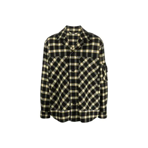 VERSACE Long Sleeved Button Down Checked Shirt Jacket