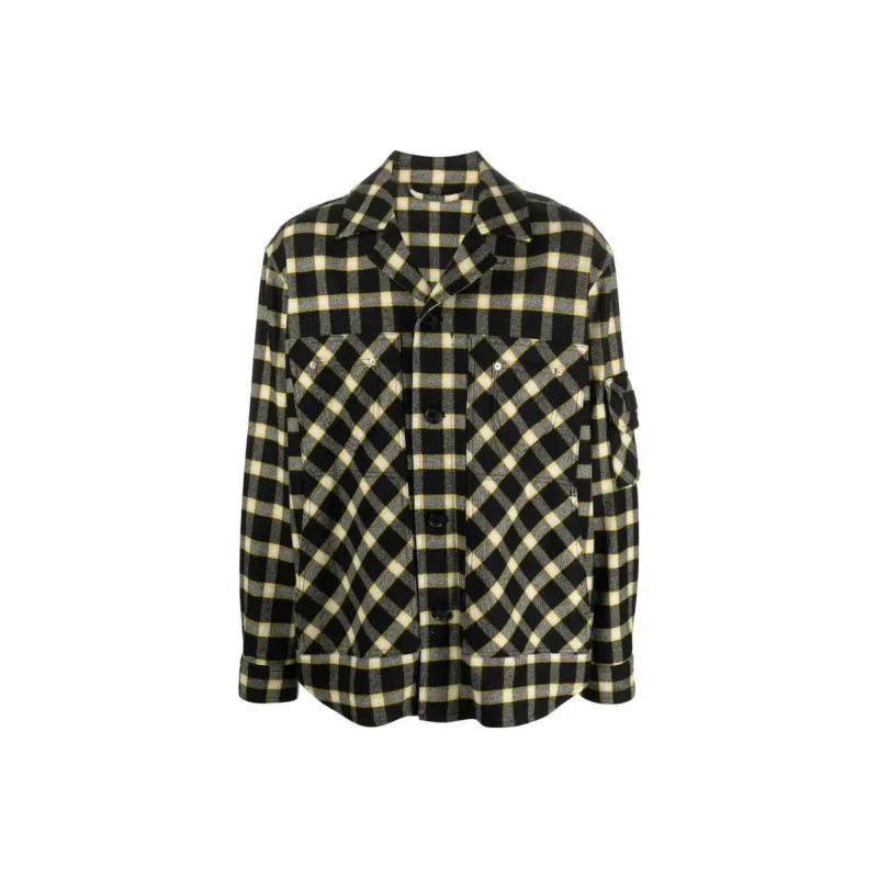 VERSACE Long Sleeved Button Down Checked Shirt Jacket-0