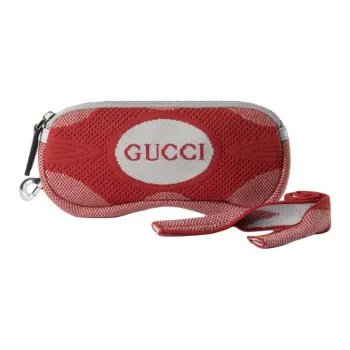 GUCCI Fabric Storage Bag Eyeglass Pouch Medium Size Men's Red And Gray