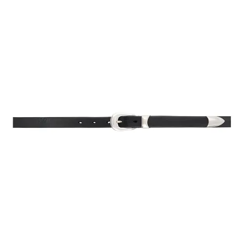 OUR LEGACY Logo Identification Calfskin Leather Belts Men's Black Width: 2cm