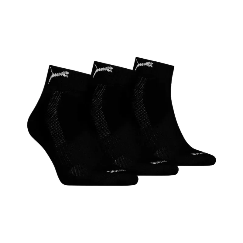 PUMA QUARTER Ankle Socks Unisex 3 Pack Black-1