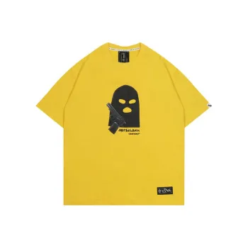 GRAF Regular T-Shirt Men's Gangster Head Covering Bright Yellow Short Sleeve
