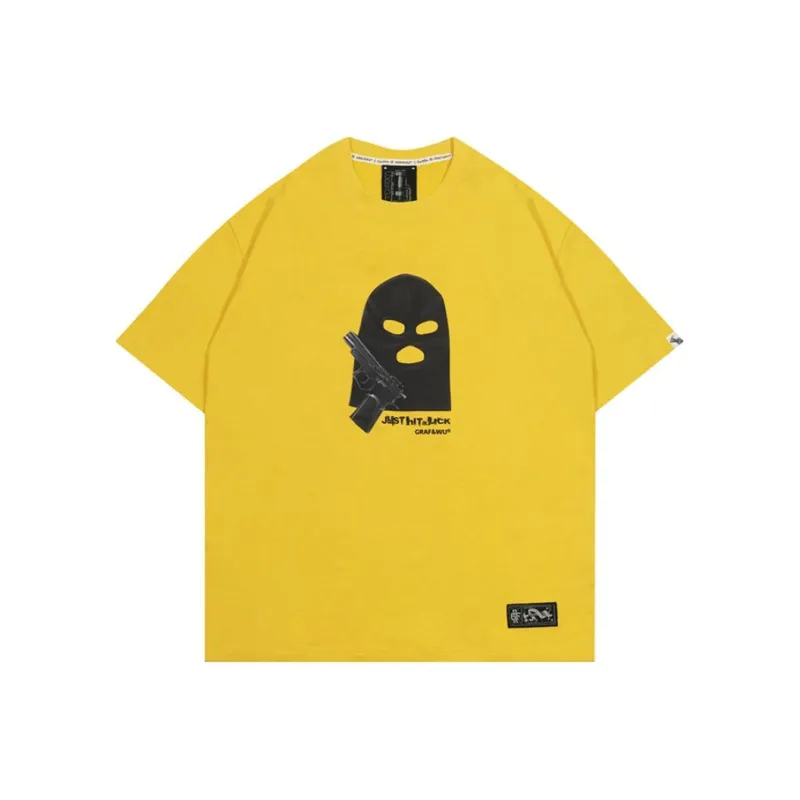 GRAF Regular T-Shirt Men's Gangster Head Covering Bright Yellow Short Sleeve-0