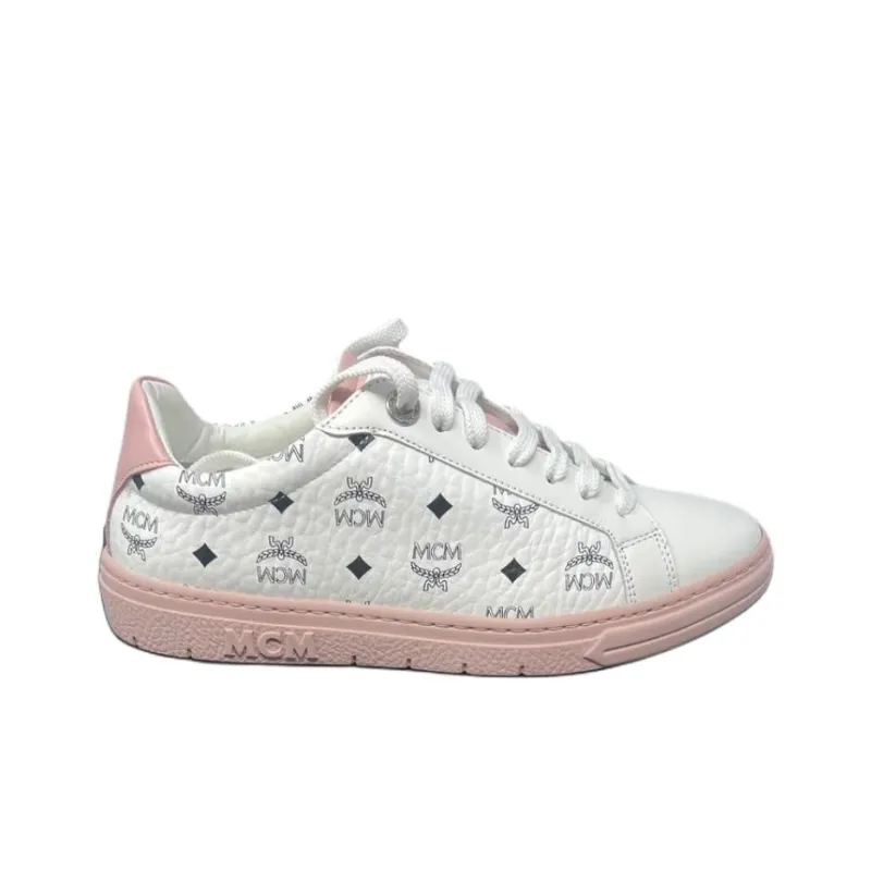 MCM Skateboard Shoes Women's Low Top White Pink-1