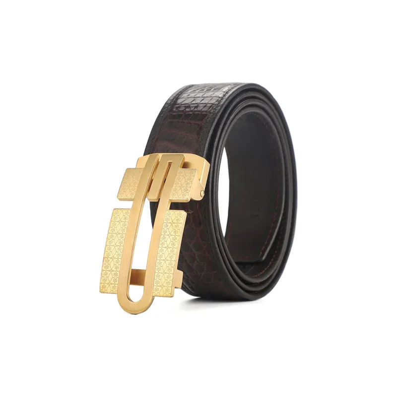 V.V.Brown Crocodile Leather Belts Men's 3.5cm-11
