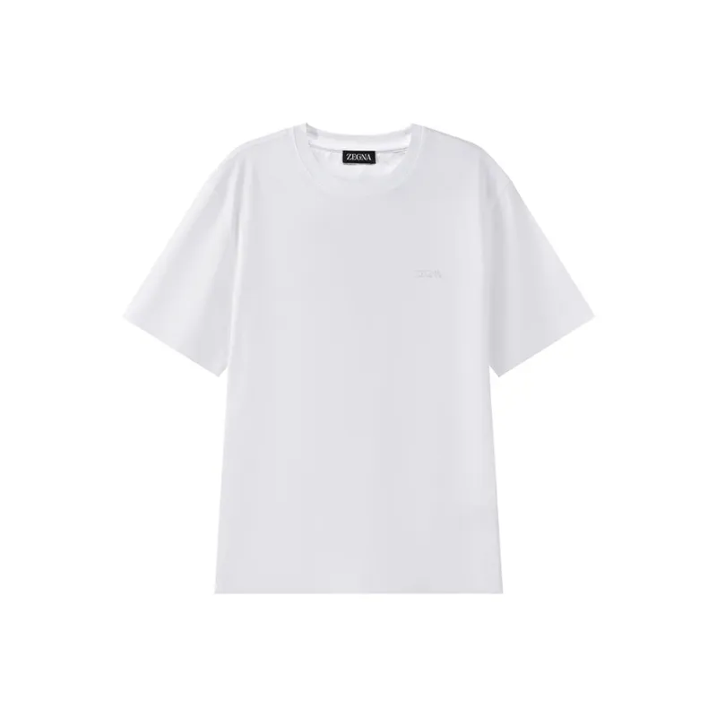 Ermenegildo Zegna Logo Embroidered Crewneck T Shirt-0