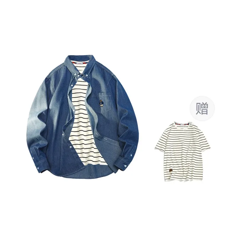 OGEK Shirt Unisex Light Blue Includes White Stripes Short Sleeved-2