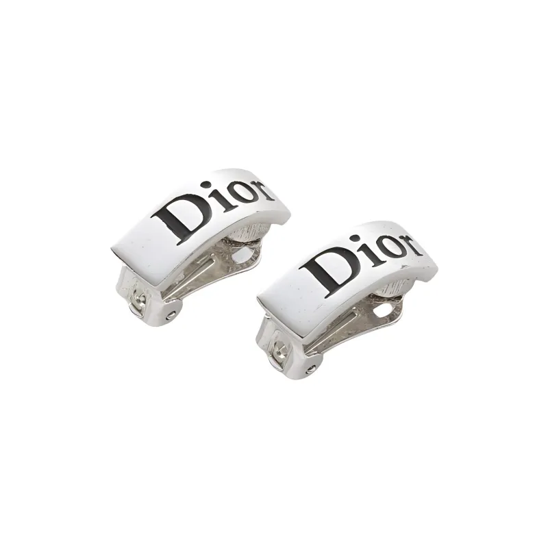 DIOR Metal Clip-On Earrings Unisex Silver-0