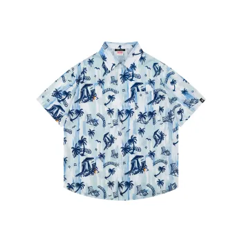 Yiwen Shirt Unisex Coconut Tree Light Blue