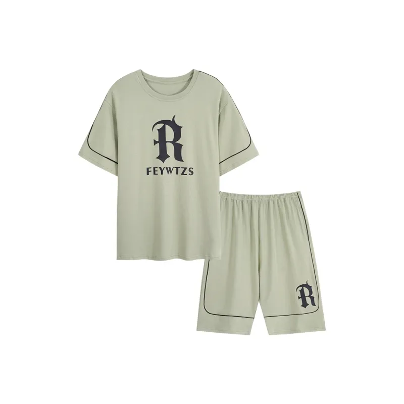 FENTENGCARE Pajama Set Men's Yellow Green-0