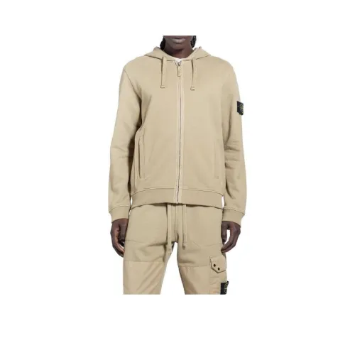STONE ISLAND Logo Patch Zip Up Hoodie