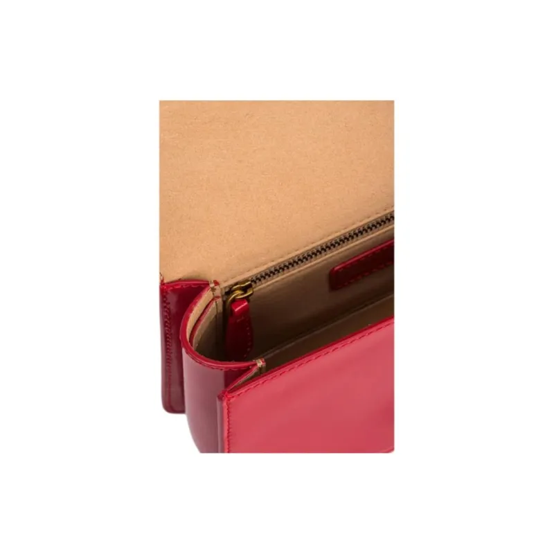 PINKO Calfskin Handbag, Shoulder Bag, Crossbody Bag Mini Women's Red-4