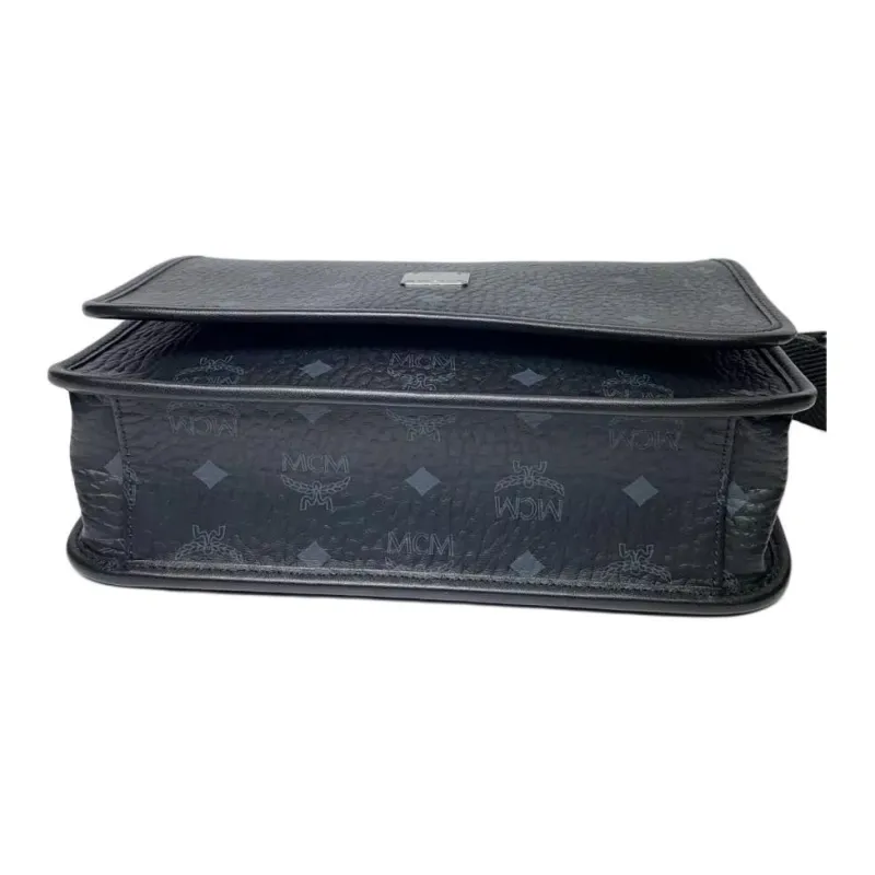 MCM Klassik Visetos Leather Messenger Bag, Shoulder Bag, Crossbody Bag Small Size Men's Black-3