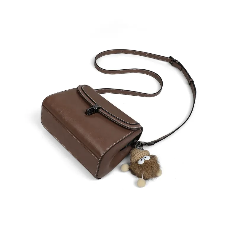 PT'SON Synthetic Leather Small Square Bag, Underarm Shoulder Bag, Crossbody Bag Regular Women's Coffee-5