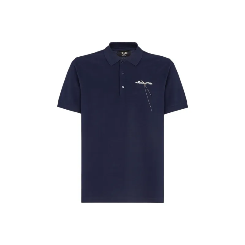 FENDI Logo Embroidered Short Sleeved Polo Shirt-0